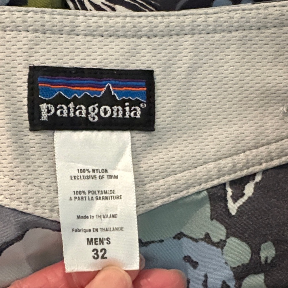 Patagonia Blue and Green Floral Board Shorts - Picture 3 of 4